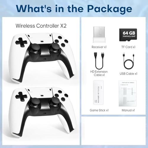 Image of 𝟏𝟓 𝐘𝐞𝐚𝐫 𝐖𝐚𝐫𝐫𝐚𝐧𝐭𝐲 4K Pro Stick Retro Video Game Console, 20,000+ Built-in Games, 64GB TF Card, Dual 2.4GHz Wireless Controllers, HDMI Output,2 Player, Plug & Play, Perfect Gift,