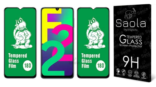 Image of Saola 18D Tempered Glass With Inbuilt AirBag Borders For Samsung Galaxy F22 5G (Pack Of 2) with Free Installation Kit. Full screen Coverage - 6.4 inch