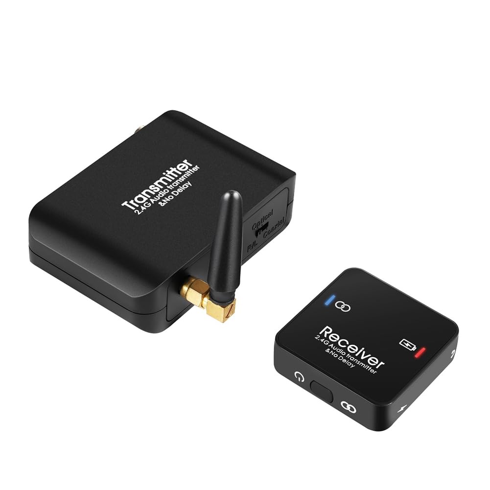 Transmisor y Receptor de Audio Adaptador de Audio Inalámbrico Digital Sin Retardo 2.4G Divisor de Pantalla en para Juegos Convertidor de Audio