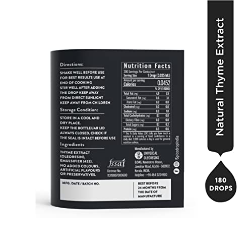 Image of Spice Drop Thyme Extract | 100% Natural | For Soups, Pasta, Spaghetti, Gourmet Dishes | 0.17oz (180 drops) | Natural Herb Extract | Authentic Flavor | Vegan | Keto & Paleo Friendly | Non-GMO | Squeeze, Drop And Stir