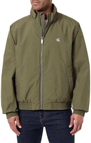 Calvin Klein Herren Übergangsjacke Padded Harrington mit Stehkragen, Grün (Fatigue), L