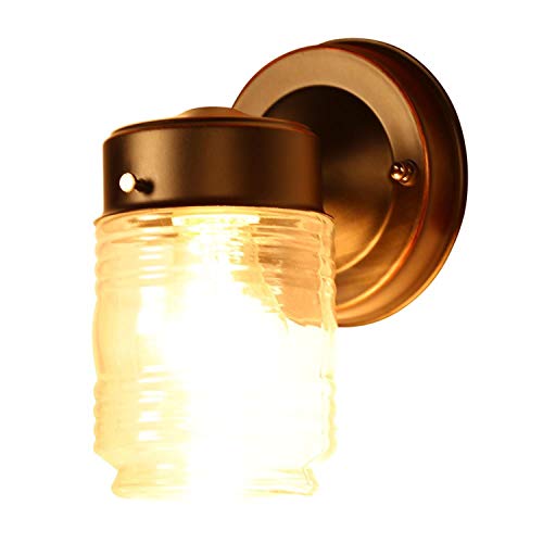 Image of Design House 587311 Jelly Jar Classic 1-Light 2-Pack Indoor /Outdoor Wall Light with Clear Ribbed Glass for Entryway Porch Patio, Oil Rubbed Bronze