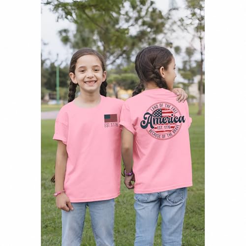 IZYJOY America Shirt for Girl Boy Land of The Free Because of The Brave T-Shirt Kid 4th of July USA Flag Tee Patriotic Tops2