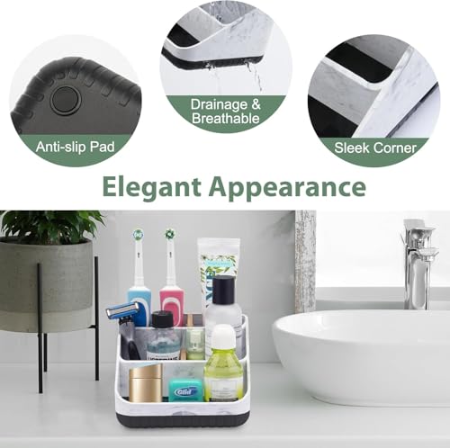 Chintu Toothbrush Holders for Bathroom Counter Organizer - 6 Slots Kids Tooth Brushing Holder Rustic Toothbrush and Toothpaste Holder for Vanity Organization Farmhouse Electric Toothbrush Caddy Black