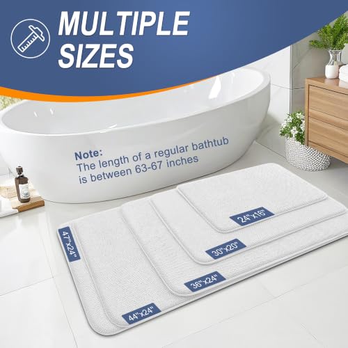 OLANLY Memory Foam Bathroom Runner Rugs 47x24, Absorbent Long Mat, White by OLANLY - Used condition - Image 5