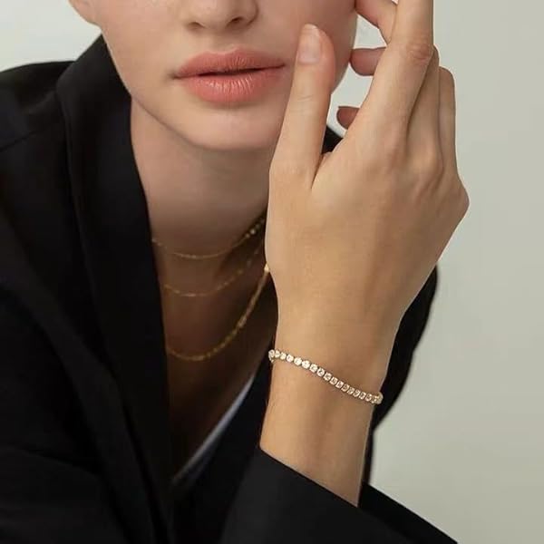 Delicate 14K Gold Square Moissanite Tennis Bracelet, Elegant Bracelet Jewelry For Women, Mother's Day Gift - Image 5
