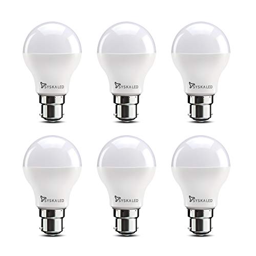 Syska 12-Watt LED Bulb (Pack of 6, White) b22d