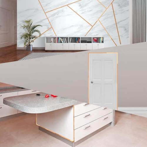 Image of Golden Tape (2CM x 5M) - Self-Adhesive Tiles Gap Foil Line Border Tape| Mirror Finish| DIY Craft| Decorative Floor Sealing Strip, Seam Sticker, Rose Gold Patti for Wall, Ceiling & Cabinet.