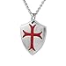 HZMAN Knights Templar Cross Joshua 1:9 Shield Stainless Steel Pendant Necklace with FREE Key Chain