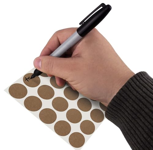 Etiquetas de punto Kraft autoadhesivas en hojas redondas, pack de 1080 unidades 6