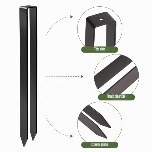 Sandiyago ancrages au Sol pour Arche de Rosier, ancrage en Forme de U pour Fixation d'arche à Roses, pour Fixation de conduites d'eau, 30 x 2,9 x 2,1 cm, Noirs (6) – vue 4
