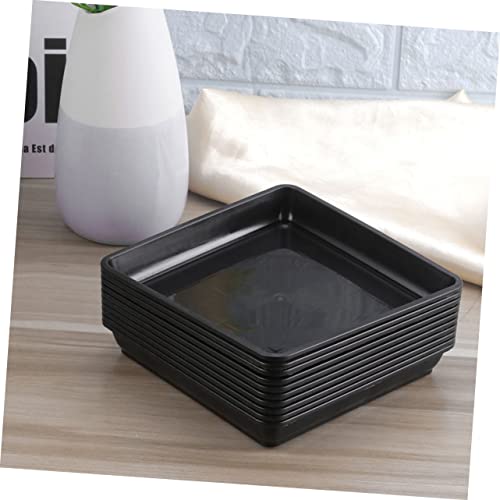 Yardwe 12Pcs Flower Pot Tray Plastic Plants Square Planter Plastic Planters Black Serving Plant Water Plant Saucer Flowerpot Water Plates Gardening Water Trays Ground Flowerpot Trays Ufo #TOP2