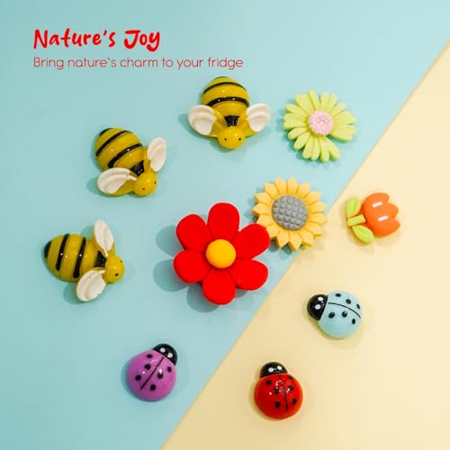Image of Nostrae by Ekhasa Multicolor Floral Bees Cute Fridge Magnets Set of 10 | Fridge Magnet Refrigerator Stylish | Kitchen Fridge Decoration Items | Mini Gifts