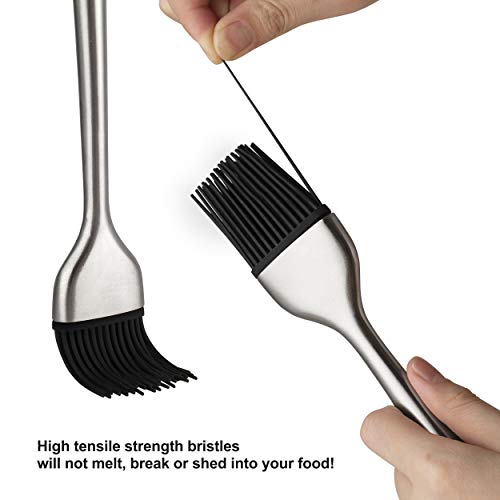VOXLOVA Basting Brush Set - 12 & 8 Inch Premium 304 Stainless Steel Handles Silicone Bristles Pastry Brush with Replaceable Brush Heads, Cooking Baking BBQ Grill Pastry Brush - Thumbnail 4