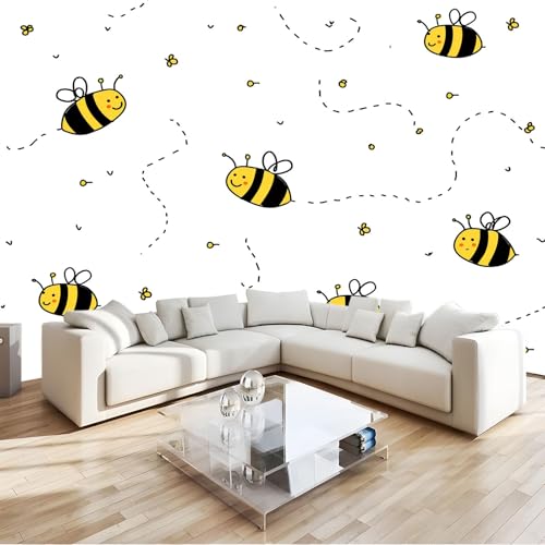 Papier Peint Intissé Panoramique Abeille pour Customiser un Mur Blanc - 4