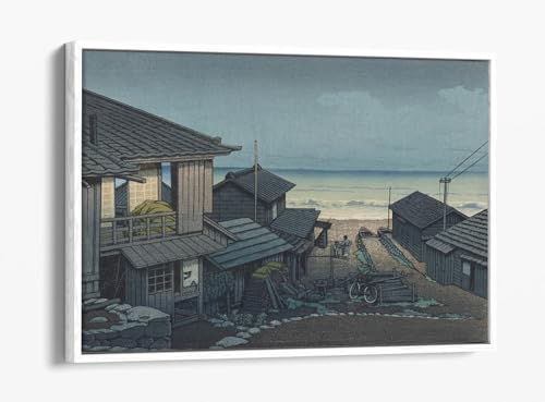 Toile Cloudy Day at Mizuki Kawase Hasui cadre flottant blanc tableau japonais
