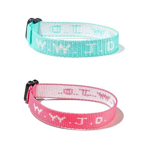 Pingyongchang What Would Jesus Do Bracelets WWJD Bracelets Letter Matching Couples Protection Braided Rope Inspirational Religious Christian Gifts Friendship Bracelet Gift for Women Men(Mint Pink) Cover