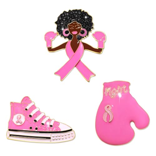 Image of Breast Cancer Awareness Pins for Women Enamel Pink Ribbon Lapel Pins Fight Breast Cancer Brooches Heart Hope Butterfly Brooch Pins Breast Cancer Awareness Jewelry Accessories Outfits