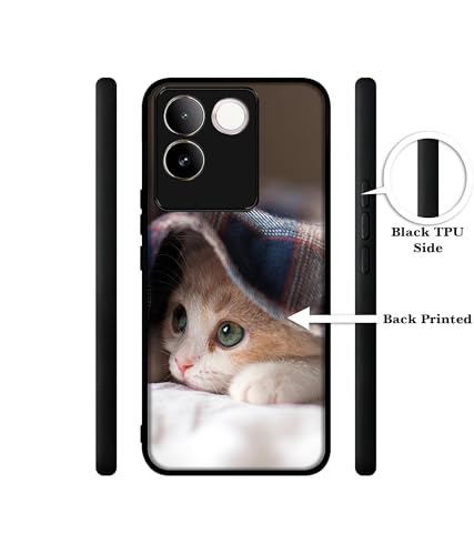 Image of Sleepy Kitten Design Premium 2D Printed Metal Back Case Cover for iQOO Z7 Pro 5G / Vivo T2 Pro 5G / S17e 5G