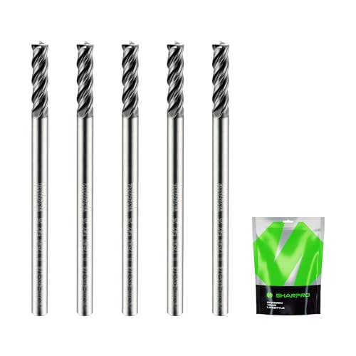 Image of 1 /8 Inch Shank Carbide Square End Mill, 4 Flute CNC End Mills, Heat-Resistant Metal Endmill Suitable Alloy Steel, Stainless Steel, Various Cast Iron(5PCS)