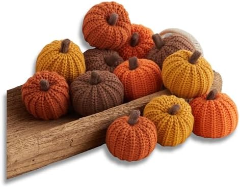 Your Heart's Content Mini Knit Pumpkins Set of 12, Fall Pumpkin D...