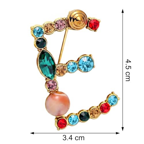 Image of Initial Brooch Pins A-Z 26 Letters Brooches For Women Colorful Enamel Alphabet Pin Pearl Crystal Lapel Pin