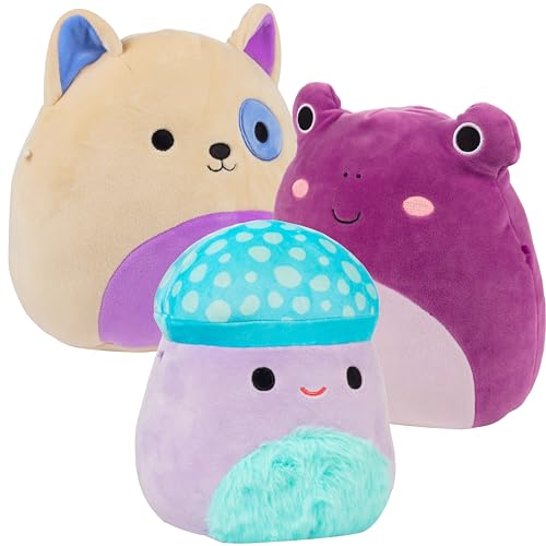 Doudou Squishmallows violet 20 cm lot de 3 jouet peluche grenouille