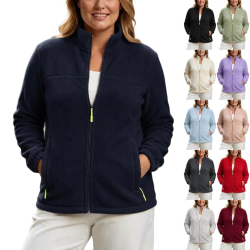 Womens Fleece Jacket Full Zip Stand Collar Plus Size Fall Winter Coat - image 1