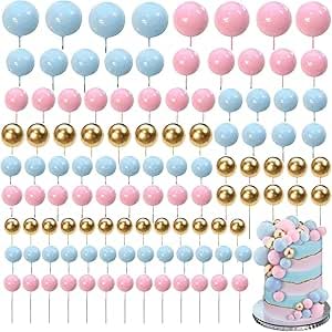 120 Pièces Boules de Décoration de Gâteau,BetterJonny Mini Topper de Gâteau de Ballon Balle Gâteau Topper pour Fête d'anniversaire Décoration de Gâteau...