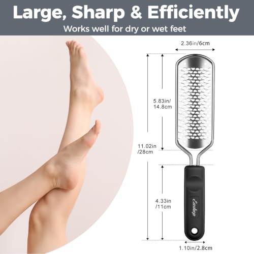 Image of Foot File Foot Scrubber Pedicure - Callus Remover for Feet Easkep Professional Grater Rasp Foot Scraper Corns Callous Removers Cracked Dead Skin Remover for Dry and Wet Feet (Black)