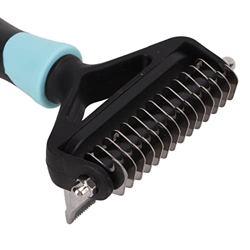 Ancinho para cuidados de animais de estimação, removedor de pelos dupla face, de aço inoxidável, par