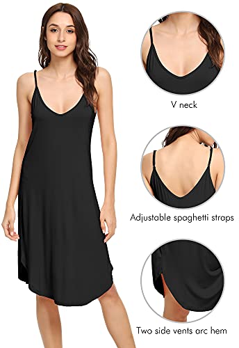 WiWi Slip Dress for Women Plus Size Chemise Nightgown Full Spaghetti Strap Dresses-Viscose made from Bamboo S-4X4