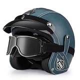 Vintage Casque Jet Homologué ECE pour Homme Et Femme Rétro Casque Bol pour Scooter Cruiser Bobber Aux Trajets Pendulaires Et Promenades(C,XXL(63~64cm))