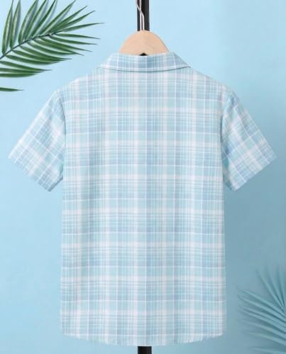 Image of TAGAS Boys Checkered Shirt | Kids Plaid Casual Shirts | Short Sleeve Regular wear Clothes for Boys | Stylish Summer, Party, Holiday, Beach