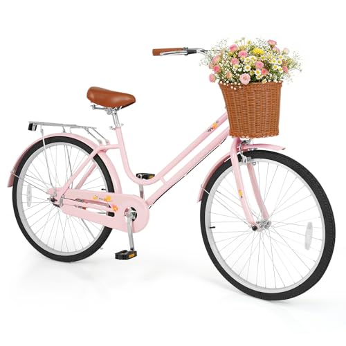 GYMAX Beach Cruiser Bike for Adults, 24/26 Inch Commuter