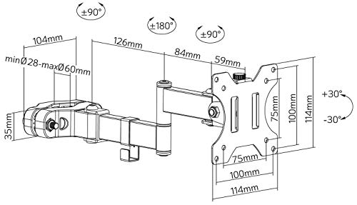 Support poteau TV LCD LED orientable Techly 107159 moniteur 17-32 noir - 3