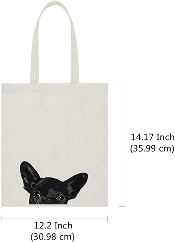 Miniatura 3 de WIRESTER Bolsa de lona para mujeres y niñas, bolsa de playa, bolsa de compras de comestibles, bolsa de hombro escolar, bolsa de viaje - lindo perro