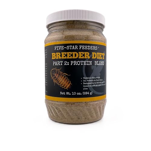 Five-Star Feeders Roach Breeder Diet Part 2: Protein Blend Breeder-Optimized Formula for Dubia Roaches and Feeder Insects 10 oz Plastic Jar