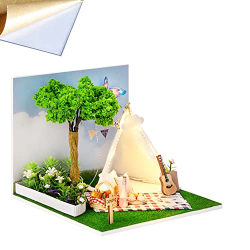 DIY Puppenhaus Kit handmontiertes Holzspielzeug Modell mit Staubschutz, Miniatur mit Möbeln, kreative Raumidee…