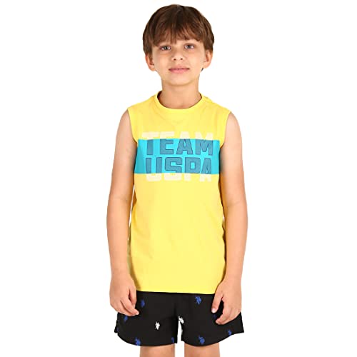 Image of U.S. Polo ASSN. Boy's Round Neck Regular Fit Brand Print Ikeb Muscle Tank - Pack of 1