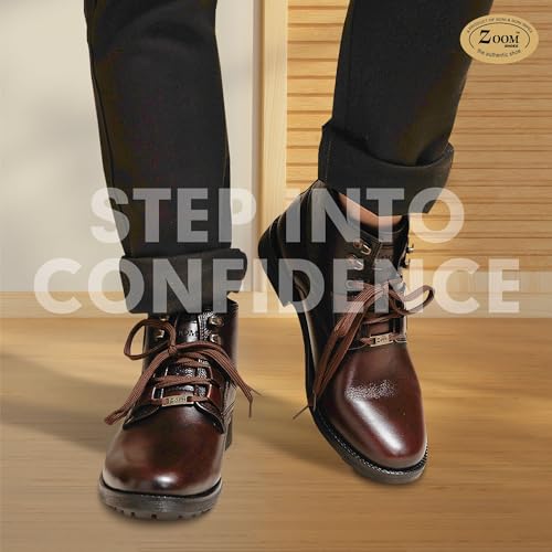 Image of Zoom Shoes ZA-4701 Men's Genuine Leather High Ankle Boots | Stylish Lace-Up Design | Cushioned Insole for Comfort | Durable & Trendy for Everyday Wear