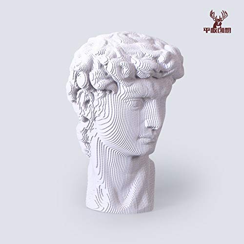 David head Cardboard Sculpture,DIY Craft Kit,Handmade Statue,3D printing Art,Brown,White,Black Color,Sliced Corrugated Cardboard,Home Decor,Teens Gift