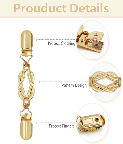 Image of 2pcs Cardigan Clip for Women Set, Cinch Clip, Shirt Clips Women, Classic Style, Silver and Gold,for Fixed cardigan and shawl with formal occasions