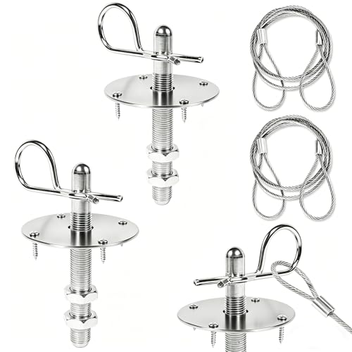 Klfte 2 Pack Trucks Hood Pin for Car Stainless Steel Hood Pin Lock Clip with Racing Lanyard for Fixing Car Hood Cover & Reduce Shaking(Sliver)