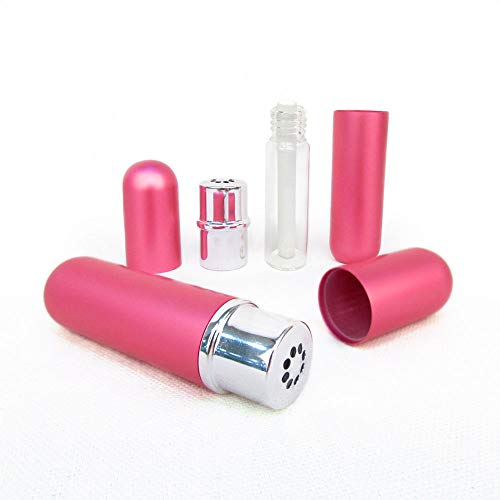 Set Of 3 Pink, Red, & Copper Color Empty Essential Oil Personal Inhaler Refillable Aluminum Glass By Rivertree Life #TOP2