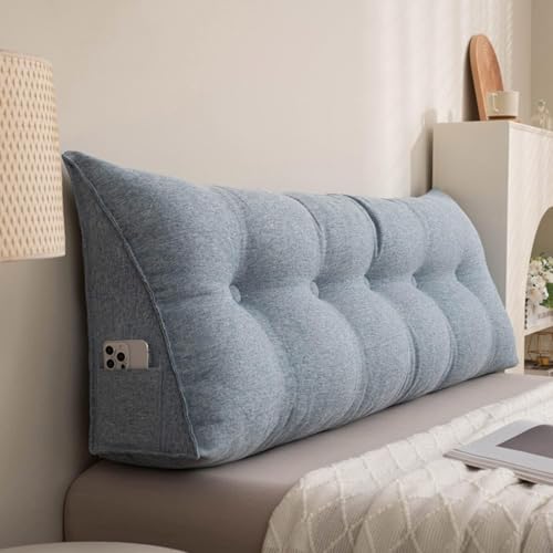 Image of aeTHEric Triangular Headboard Pillow /Wedge Pillow /Backrest Reading Bolster /Triangular Pillow Sofa Back Soft Pack Bed Large Protection Waist (100cm x 20cm x 50cm)