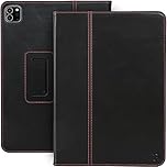 Casemade Real Leather Case Compatible with iPad Pro 11” M5 (2025) / M4 (2024) - Full-Grain Leather Cover, Auto Sleep/Wake, Dual Stand Position (Black)
