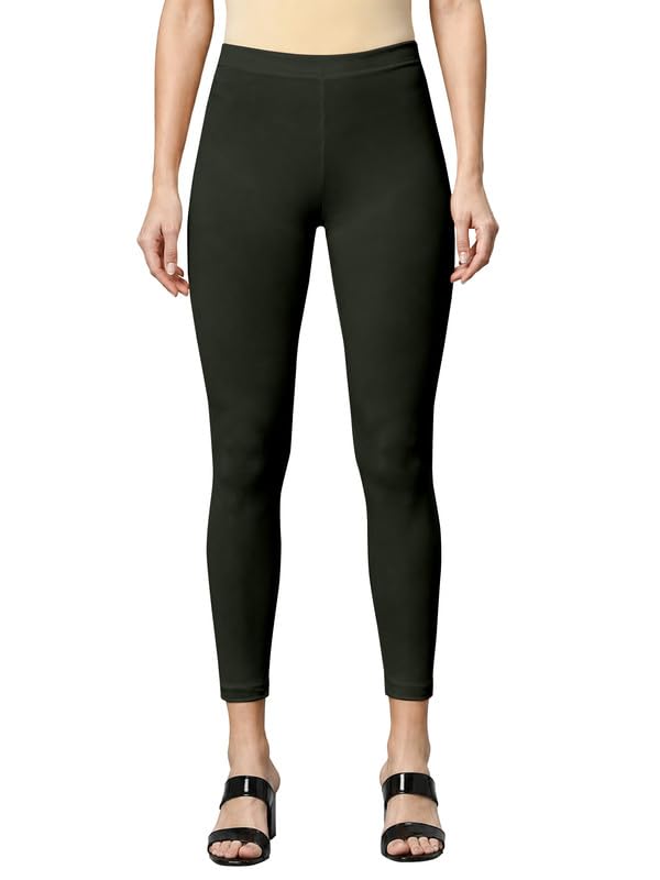 Image of TRENDMALLS Women's Microfiber Elastane Stretch Soft Cropped Leggings with Ultrasoft Waistband for Women
