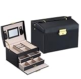 Durable et intime: sélectionnez Coque et poignée en cuir PU, résistant à l'usure, résistant aux rayures, épaisses, de traction et pas faciles à oxyder. Les deux côtés sont fabriqués à partir de supports métalliques à haute densité pour former une conception semi-automatique d'ouverture et de fermeture. Le flanelle doux et délicat prendra soin de vos bijoux bien-aimés.