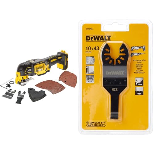 DEWALT DCS355N-XJ Oscillating Multi-Tool 18V Li-Ion Cordless Brushless Battery Powered, LARGE & DT20706-QZ DT20706-QZ-Hoja de Sierra para Madera blanda